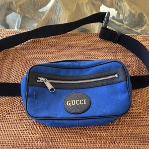 Gucci Royal Blue Belt Bag with Black Accents